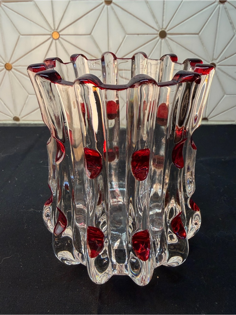 U.S. Glass Broken Column Ruby Flash Open Sugar Antique EAPG Glass c. 1890s